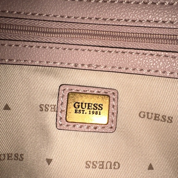 Guess Silvana 4G Brown and Pink Monogram Crossbody Tote Bag - Picture 6 of 12